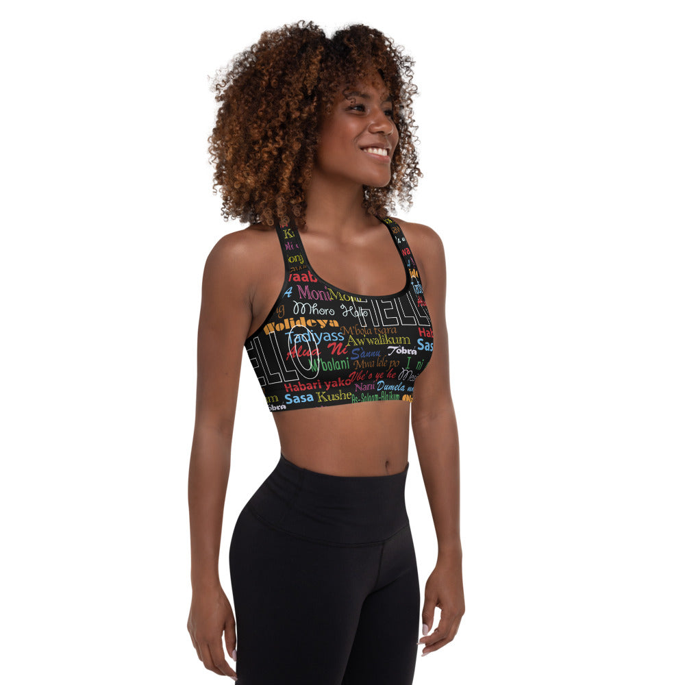 AfriBix Hello Print Padded Sports Bra