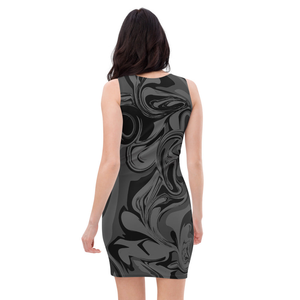 AfriBix Limited Edition Black Marble Body Con Dress