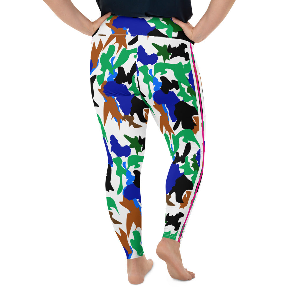 AfriBix Camo Plus Size High Waist Leggings - White