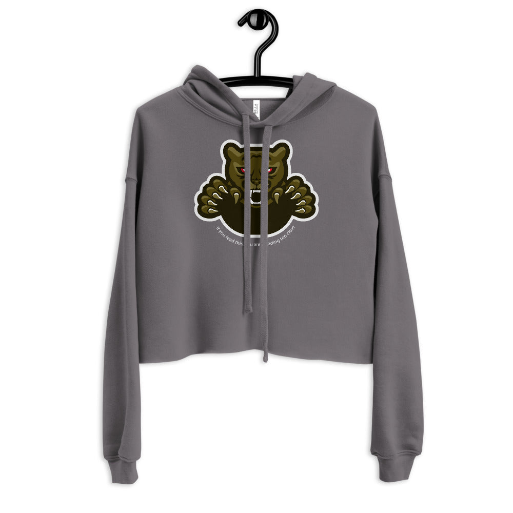 'Too Close' Graphic Panther Crop Hoodie
