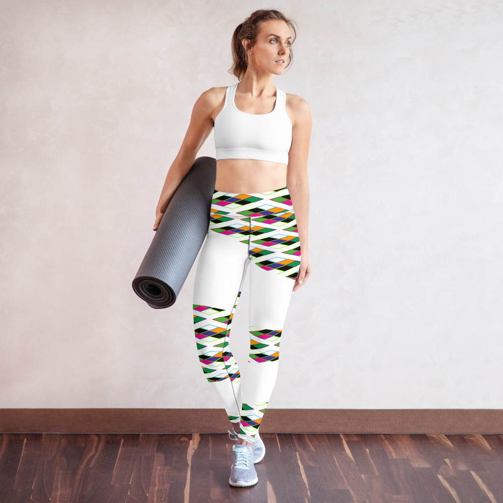 Pyramid Print Fringe Leggings - Snow