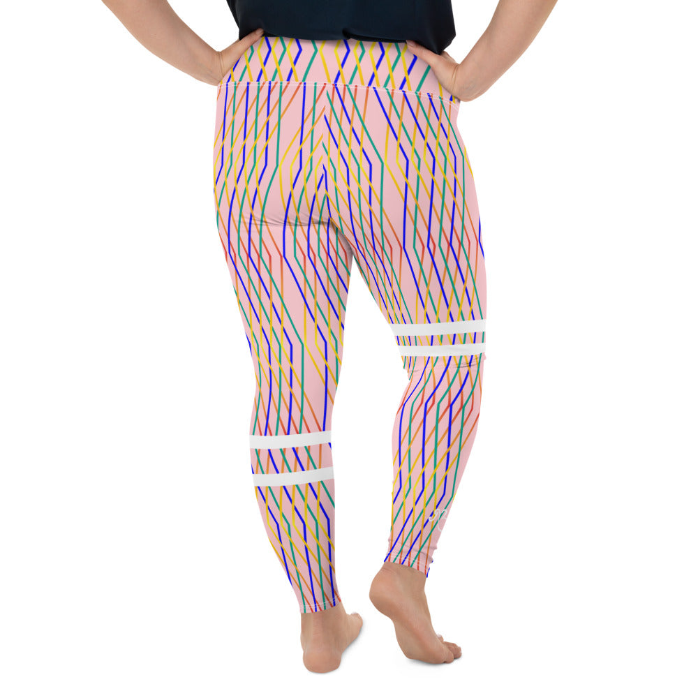 Constellation Print Plus Size High Waist Leggings - Pink