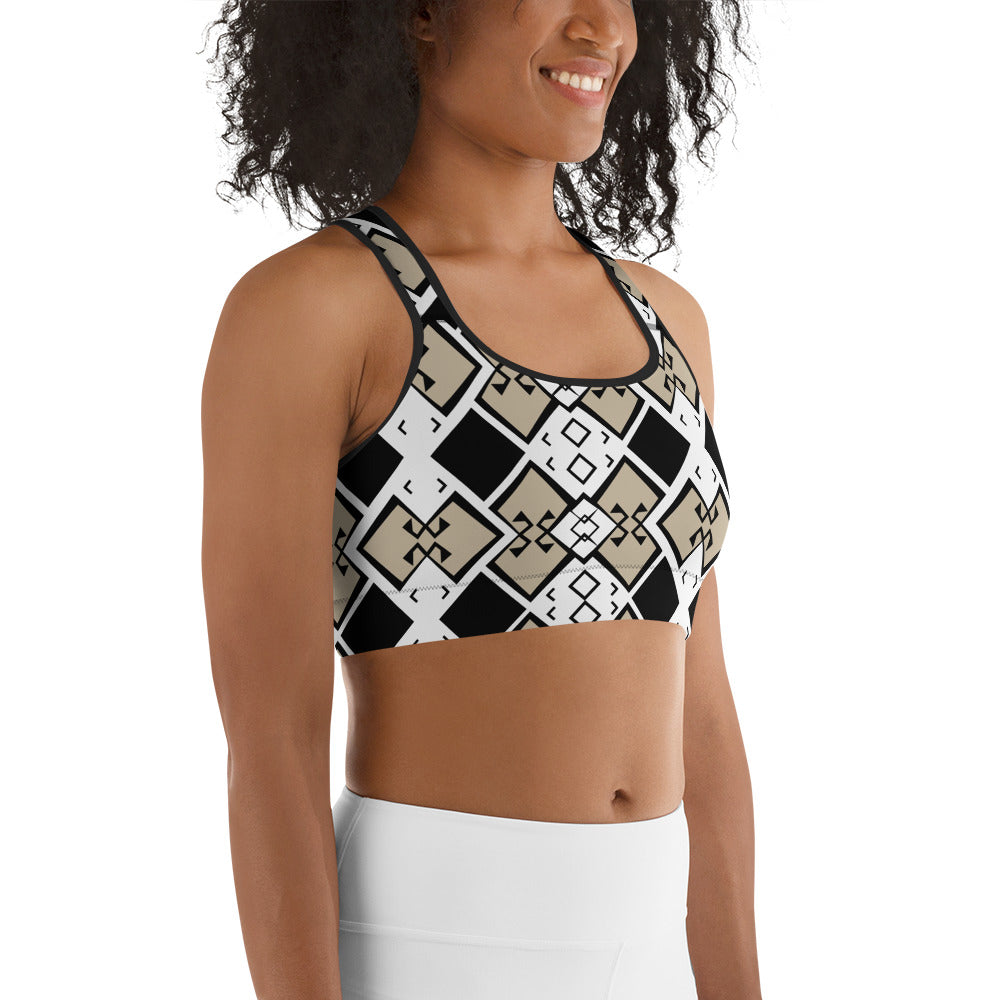 Aztek Print Sports Bra -Snow