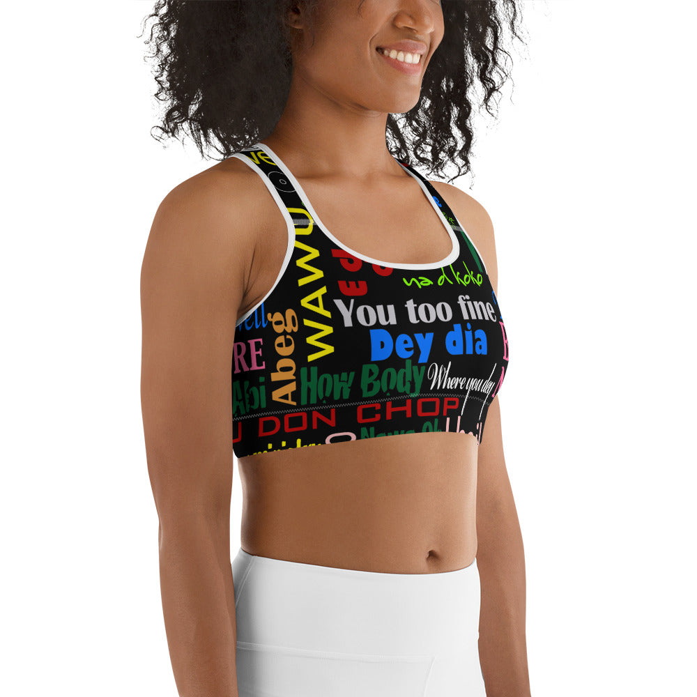 AfriBix Pidgin Print Sports Bra