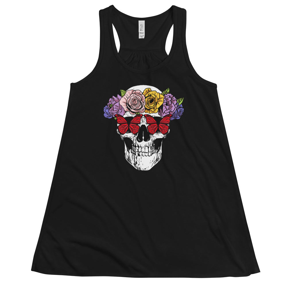 'Garden of Skulls' Women's Flowy Racerback Tank