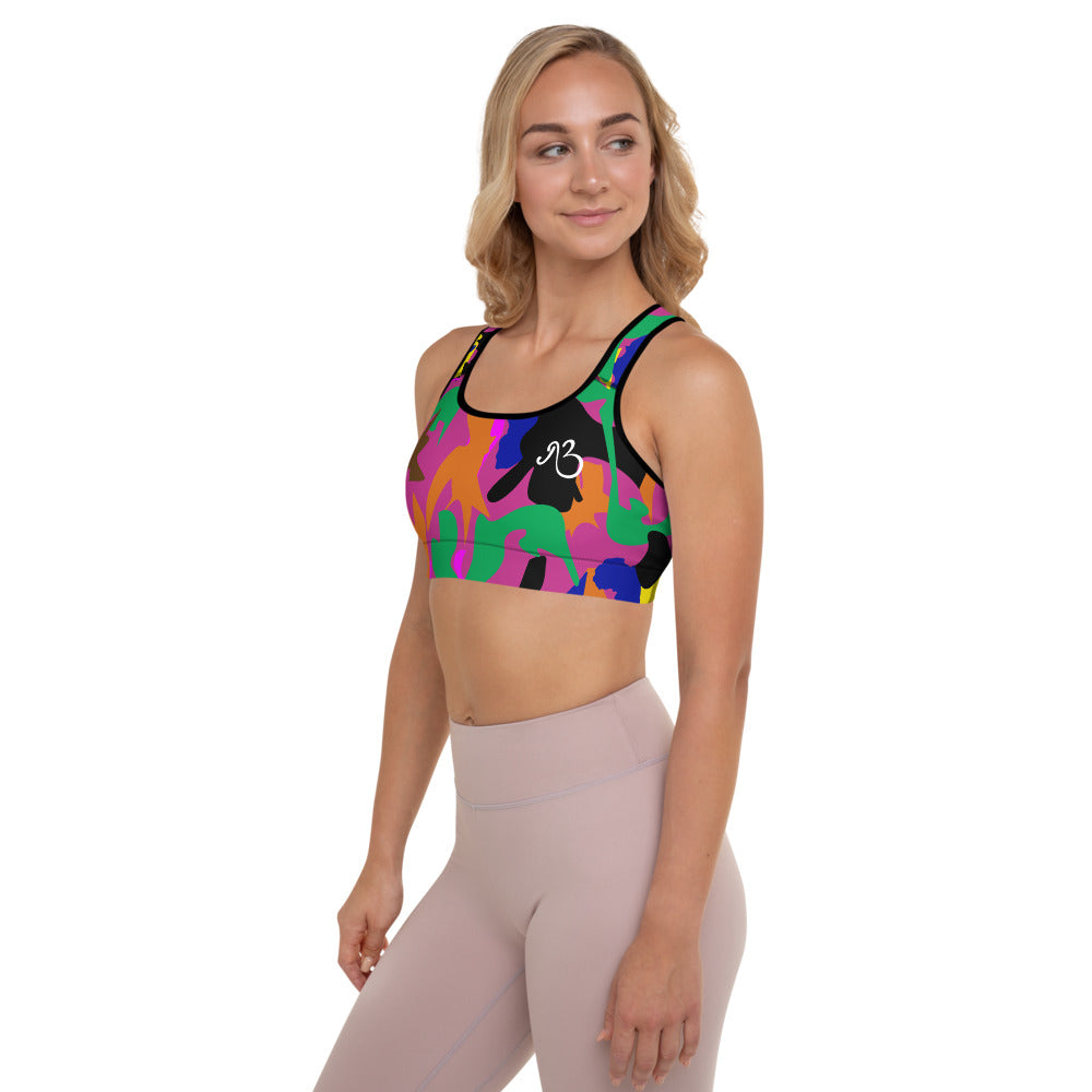 AfriBix Camo Print Padded Sports Bra - Pink