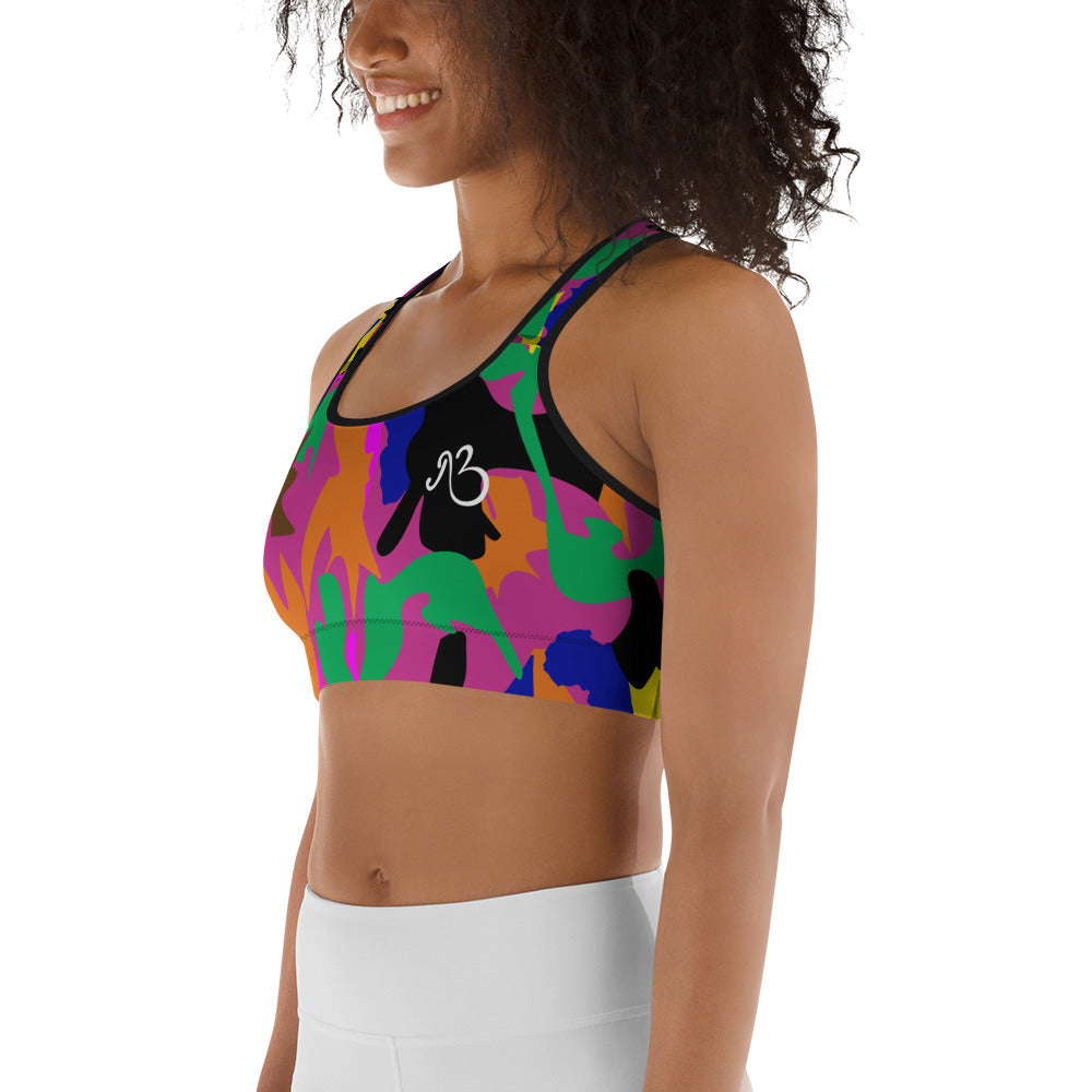 AfriBix Camo Sports Bra - Coral