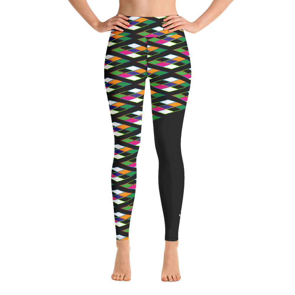 Pyramid Print Fringe Leggings - Noir