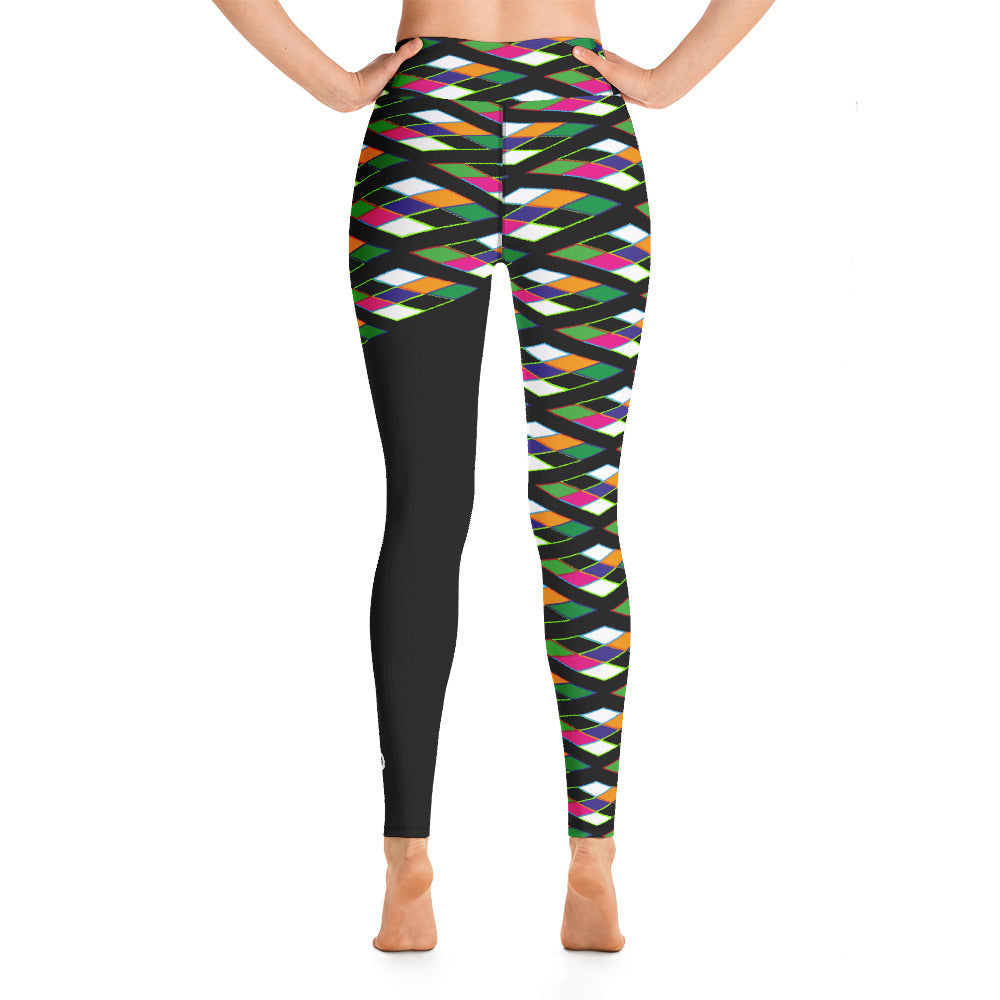 Pyramid Print Fringe Leggings - Noir