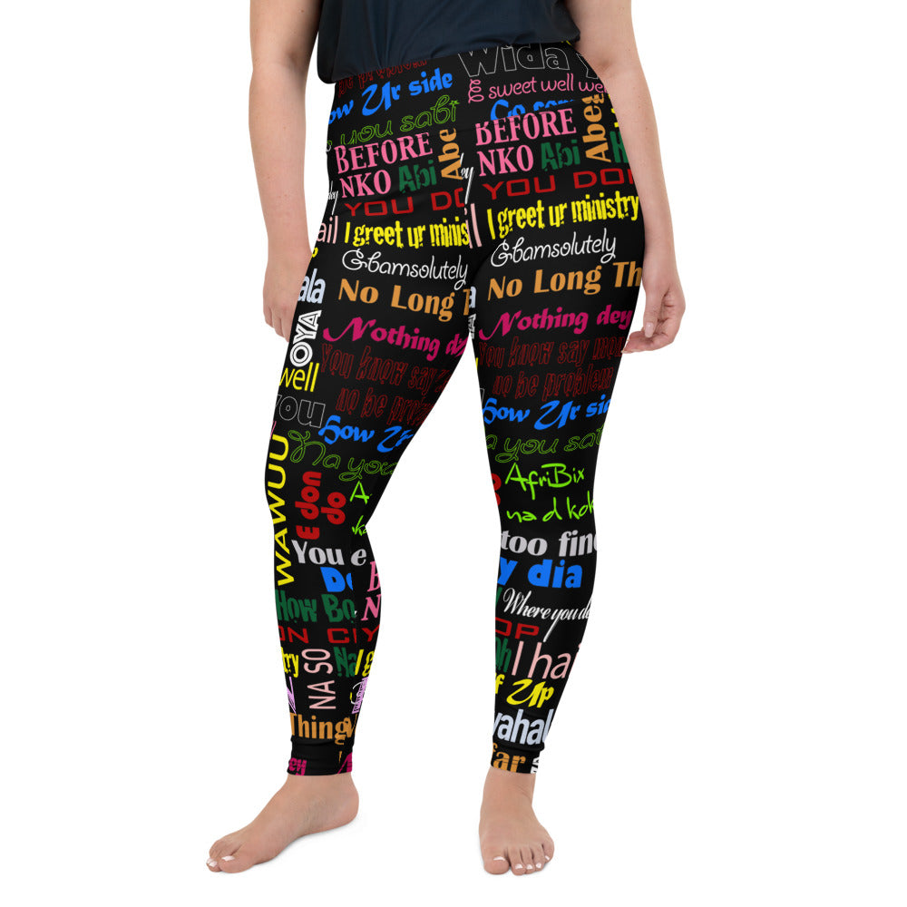 AfriBix Pidgin Print Plus Size High Waist Leggings