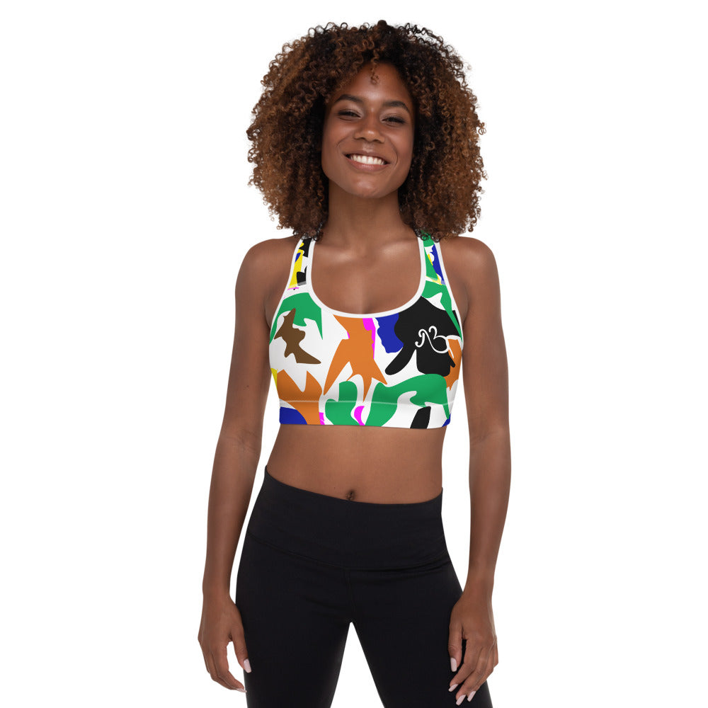 AfriBix Camo Padded Sports Bra - Ivory