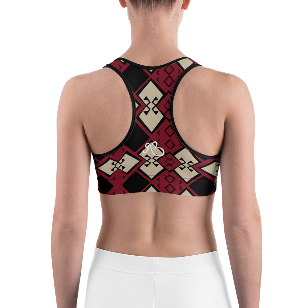 Aztek Print Sports Bra - Ruby