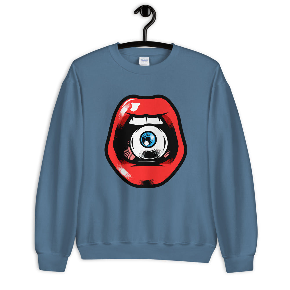 'Speak, I Can See You' Eye in Mouth Comfortable Unisex Sweatshirt