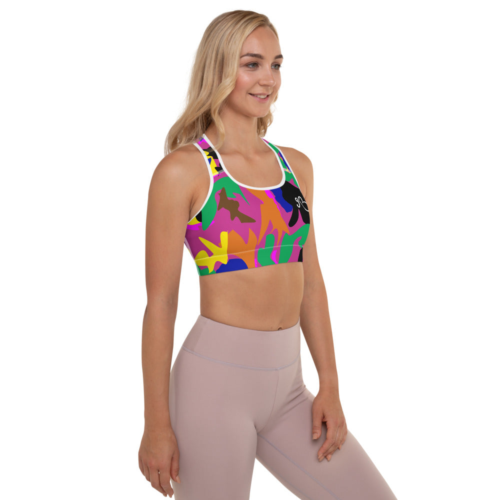 AfriBix Camo Print Padded Sports Bra - Pink