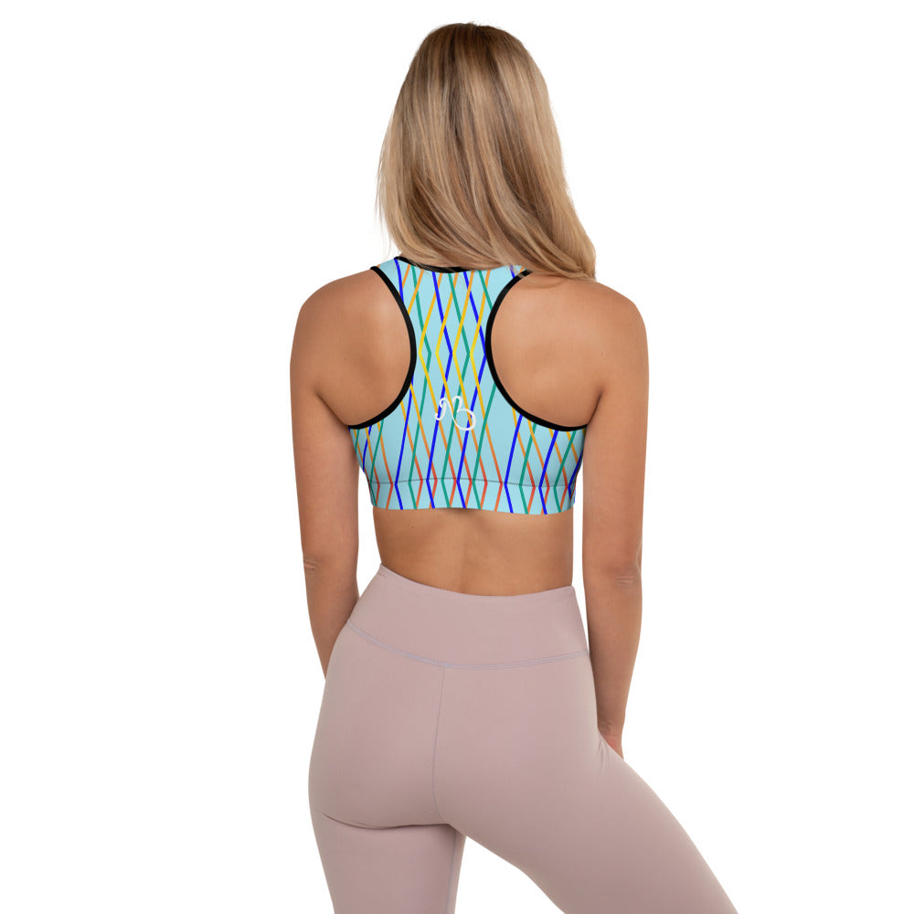 Constellation Print Padded Sports Bra - Celeste