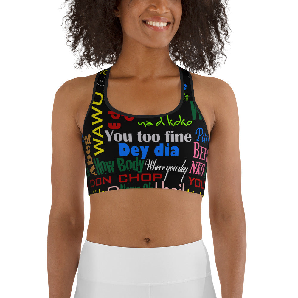 AfriBix Pidgin Print Sports Bra