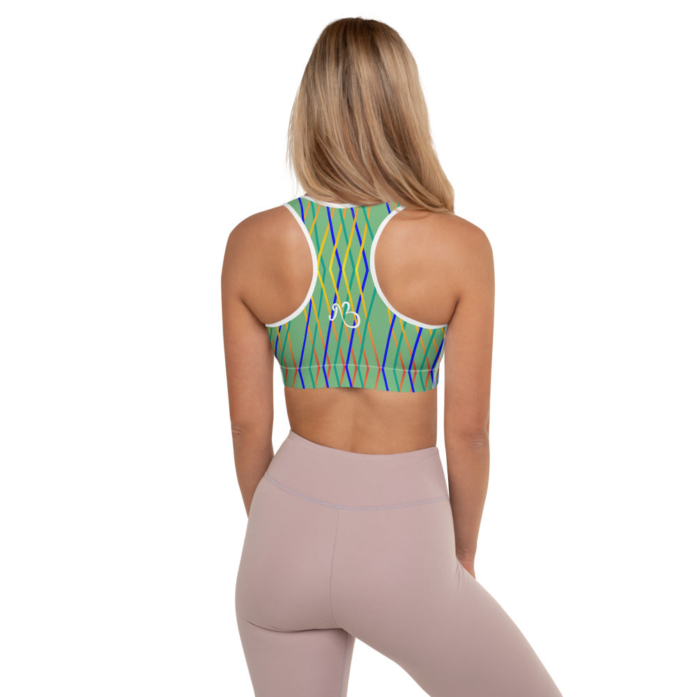 Constellation Print Padded Sports Bra - Aqua