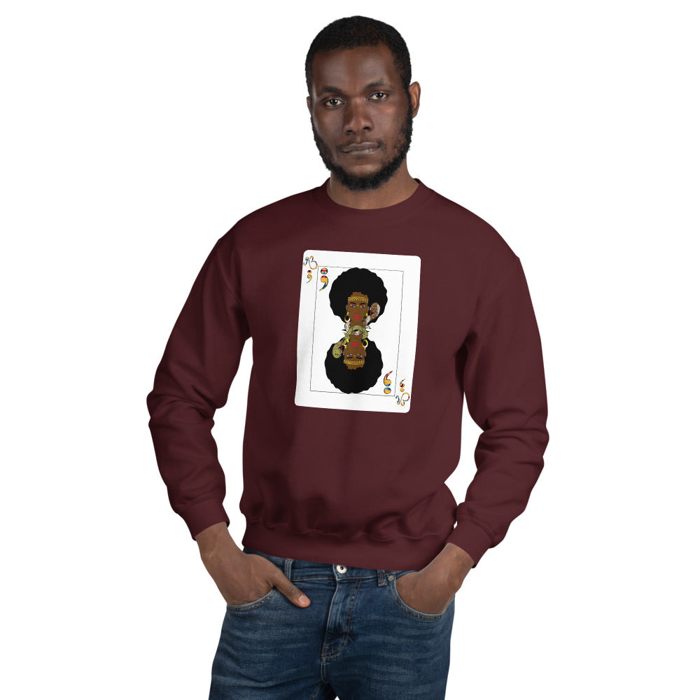 AfriBix Warrior Playing Card Unisex Crew Neck Sweatshirt