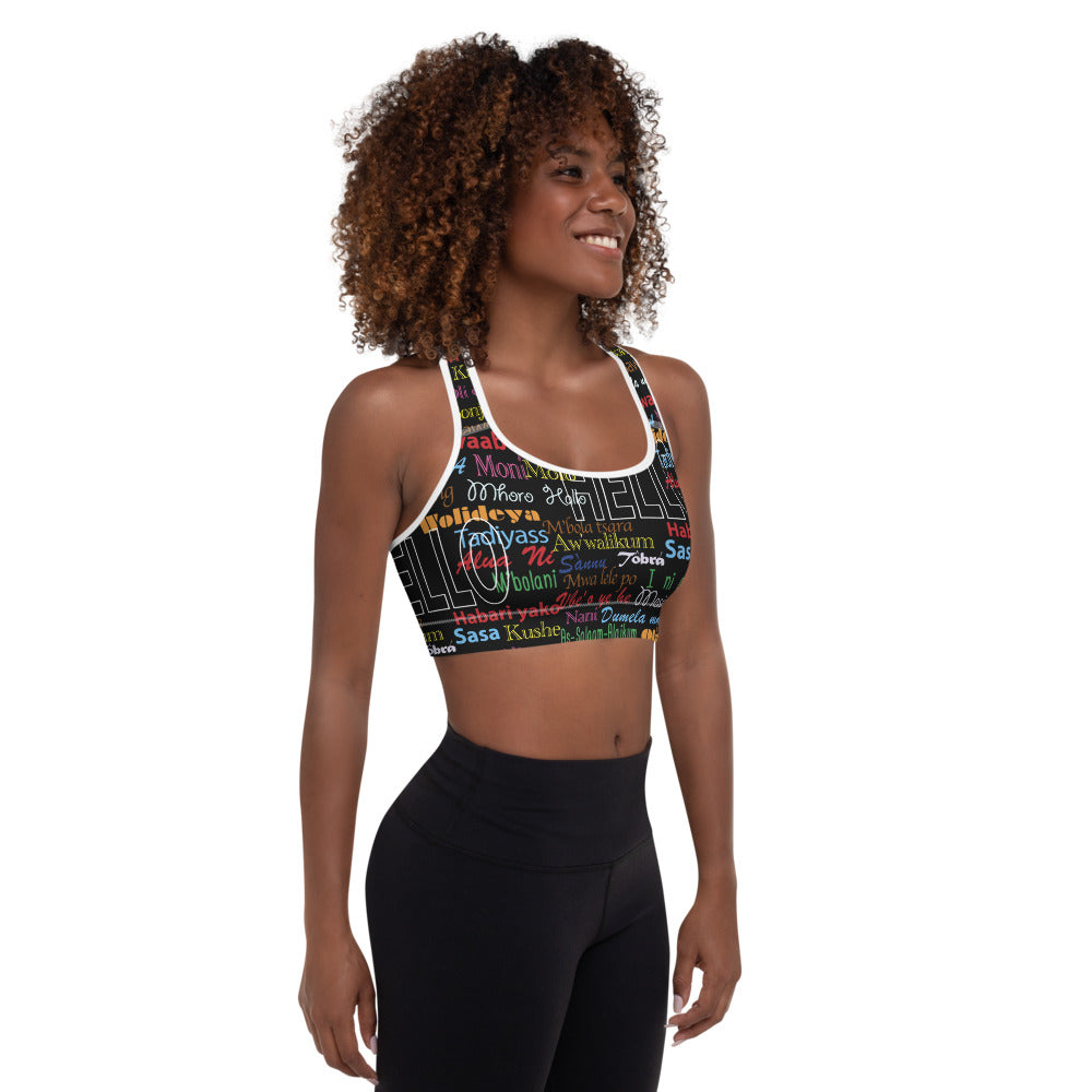 AfriBix Hello Print Padded Sports Bra