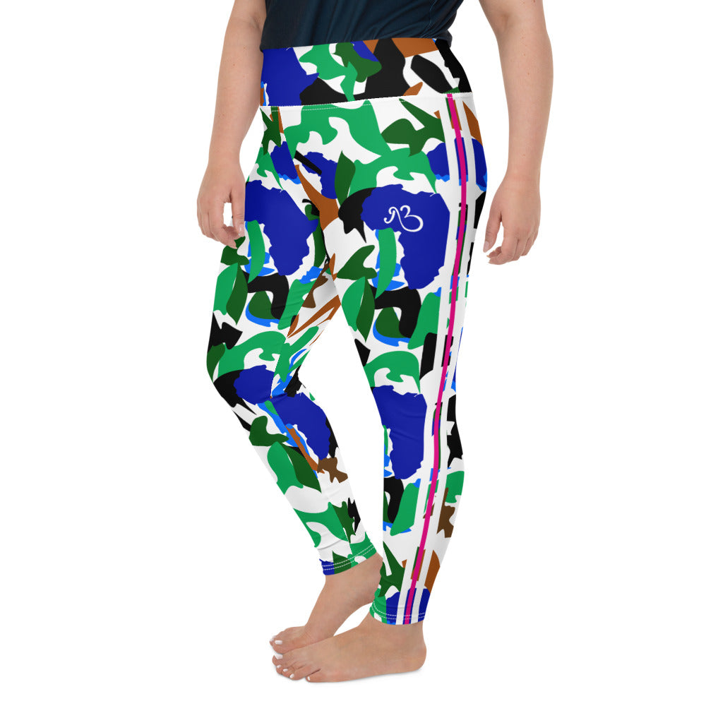 AfriBix Camo Plus Size High Waist Leggings - White
