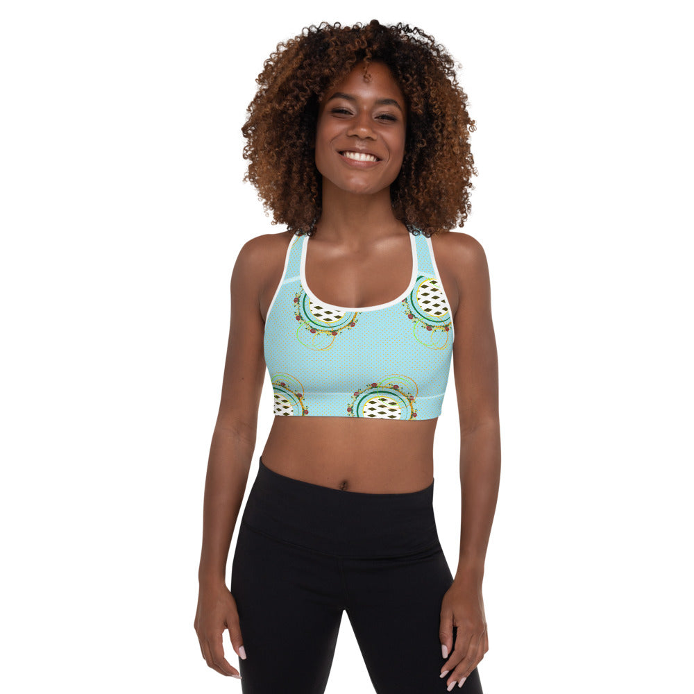 Adaeze Print Padded Sports Bra - Celeste