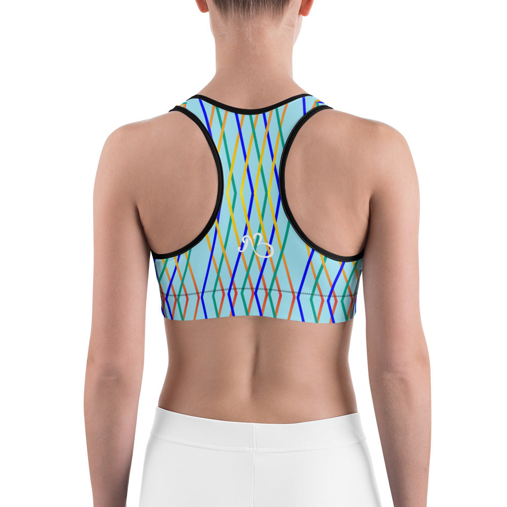 Constellation Print Sports Bra - Celeste