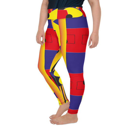 AfriBix Gallery Print Plus High Waist Size Leggings - Orange