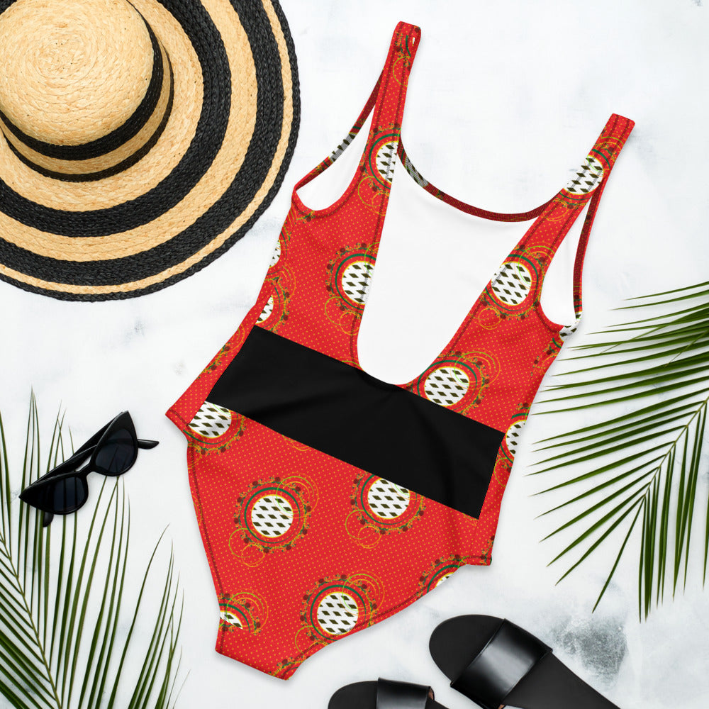 Adaeze Print One-Piece Swimsuit - Red