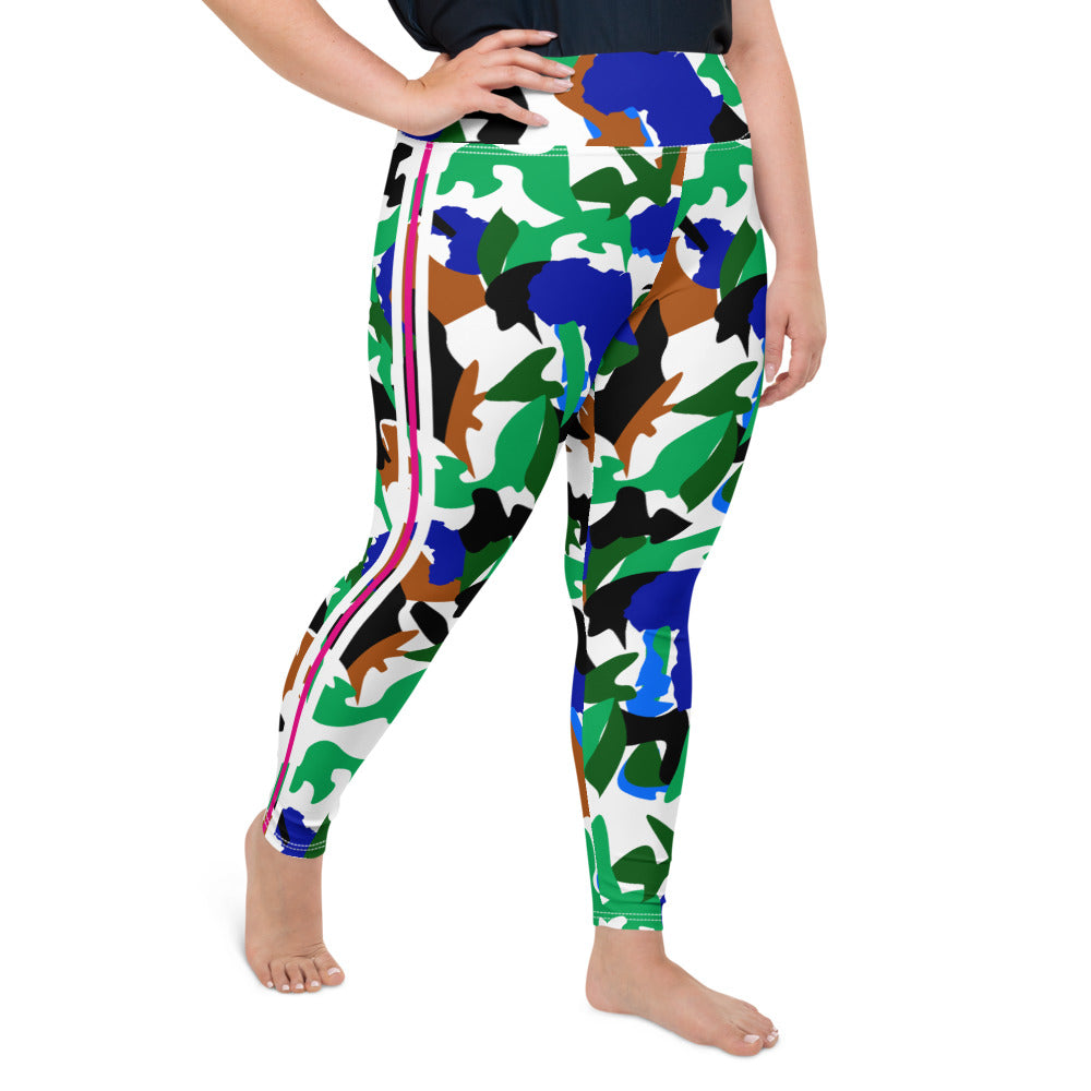 AfriBix Camo Plus Size High Waist Leggings - White