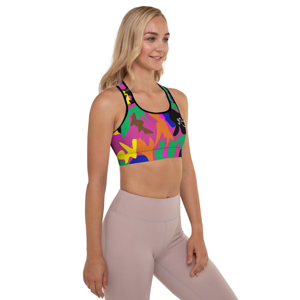 AfriBix Camo Print Padded Sports Bra - Pink