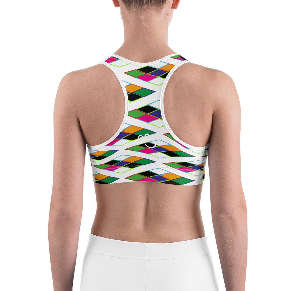 Pyramid Print Sports Bra - Snow