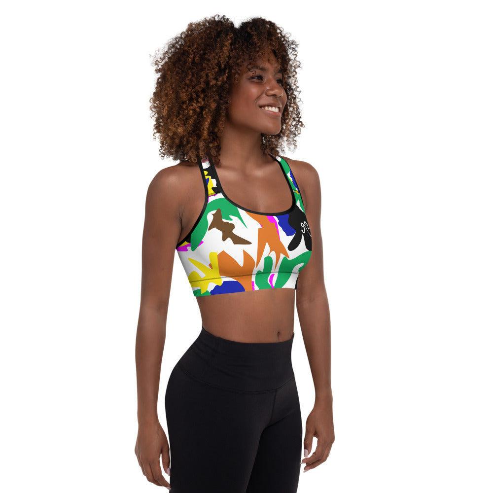 AfriBix Camo Padded Sports Bra - Ivory
