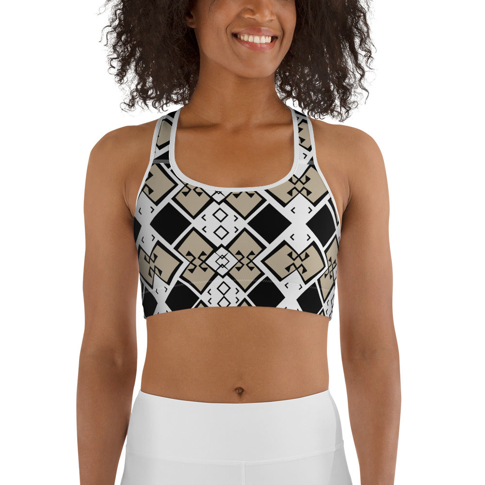 Aztek Print Sports Bra -Snow