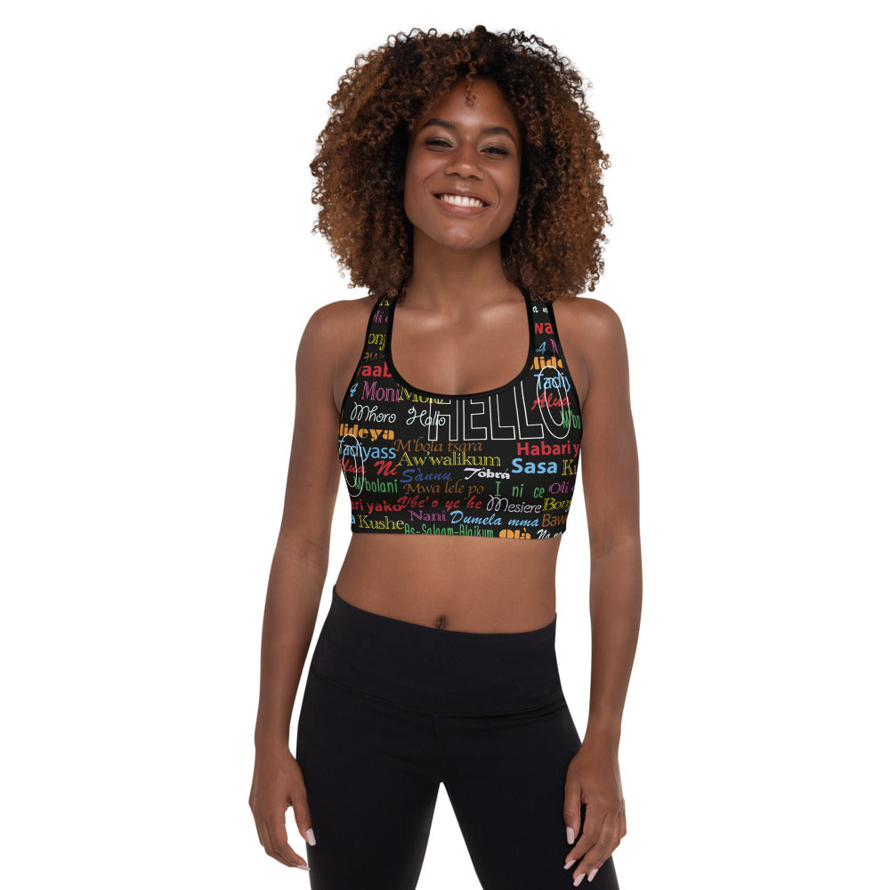 AfriBix Hello Print Padded Sports Bra
