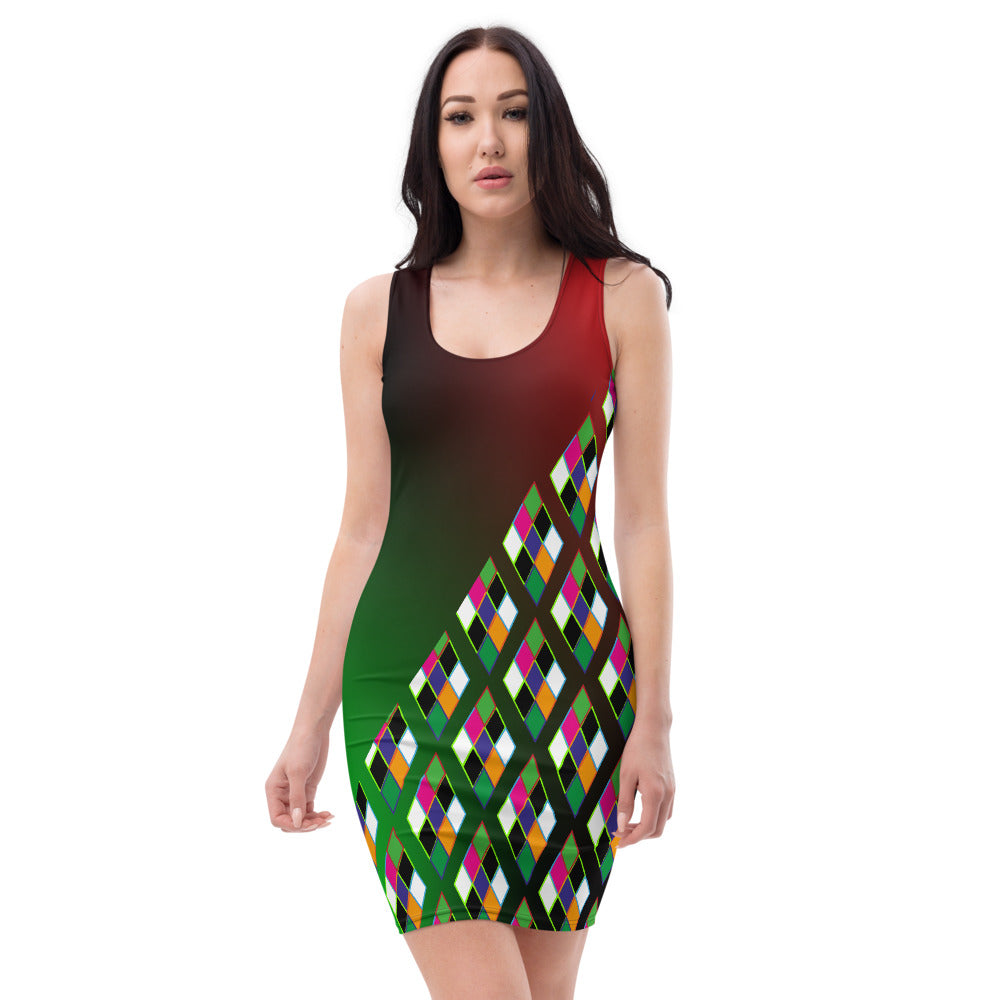 AfriBix Pyramid Print Galaxy Contour Dress