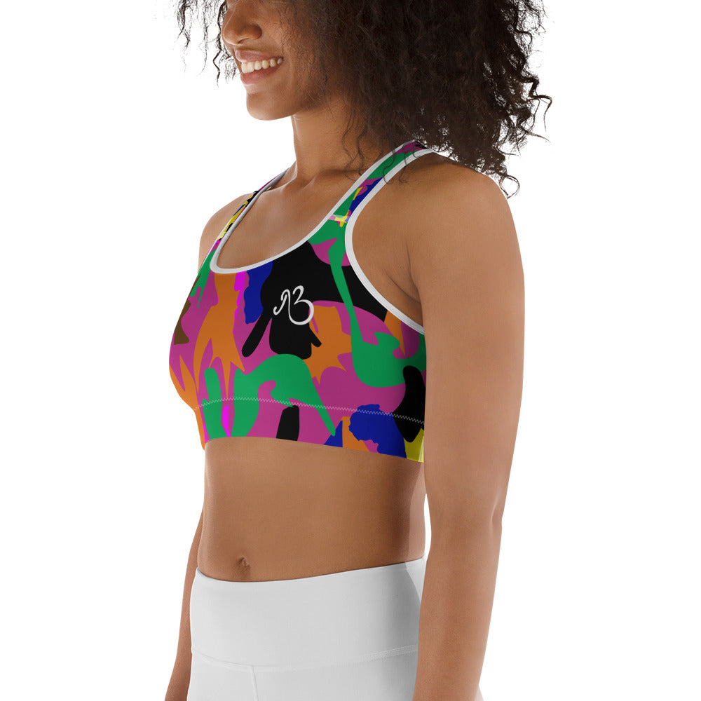 AfriBix Camo Sports Bra - Coral