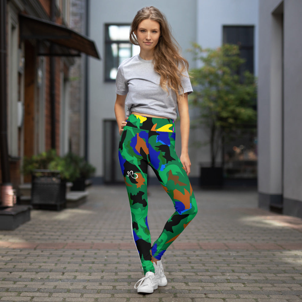 AfriBix Camo Print Leggings - Leaf