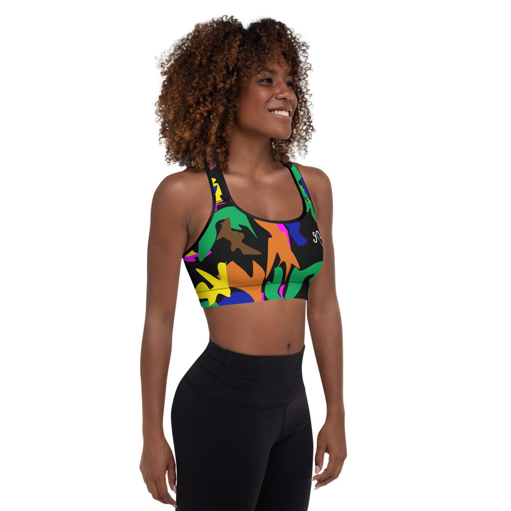 AfriBix Camo Padded Sports Bra - Noir