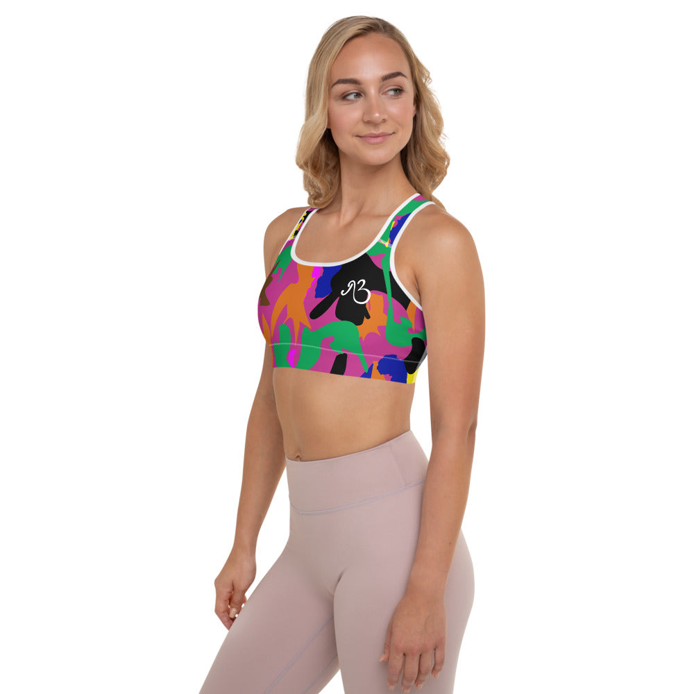 AfriBix Camo Print Padded Sports Bra - Pink