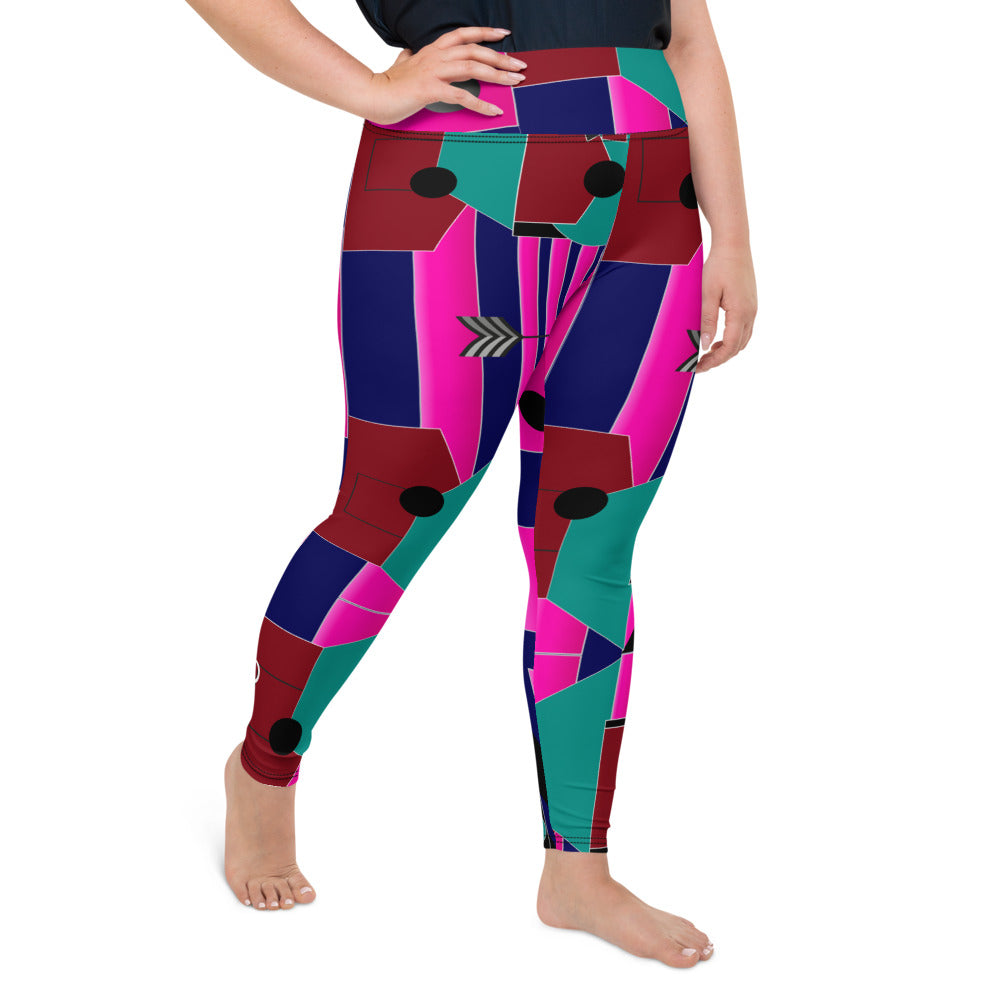 AfriBix Gallery Print Plus Size High Waist Leggings - Pink