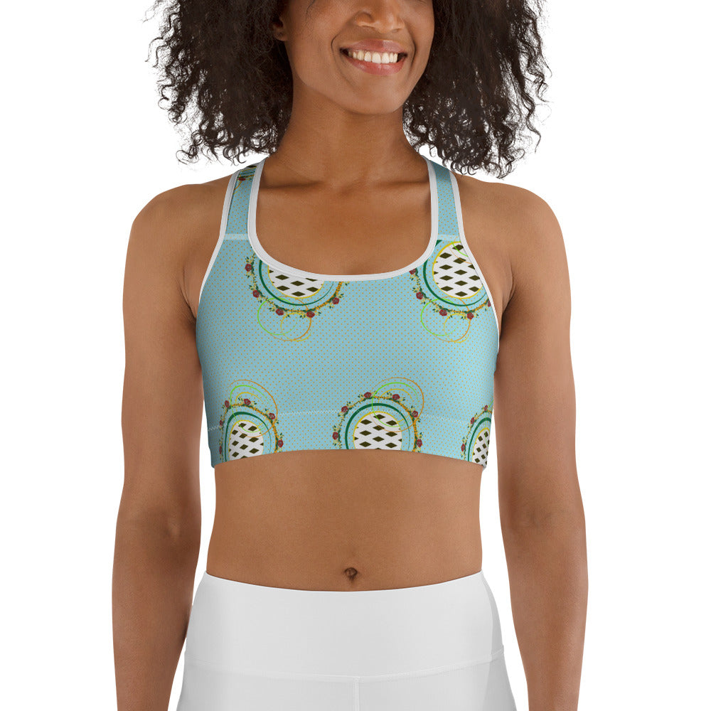 Adaeze Print Sports Bra - Celeste