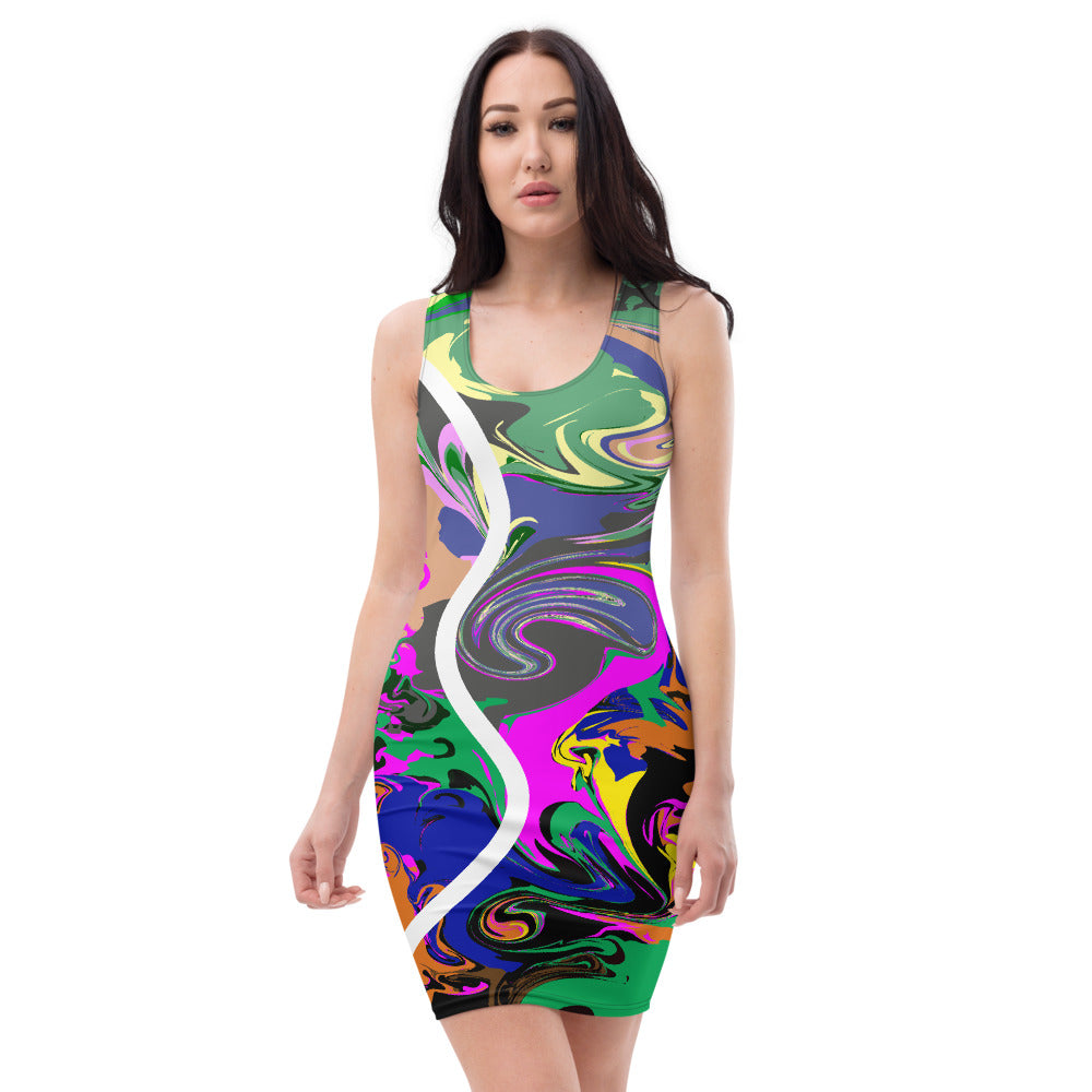 AfriBix Camo Print Marble Bodycon Dress