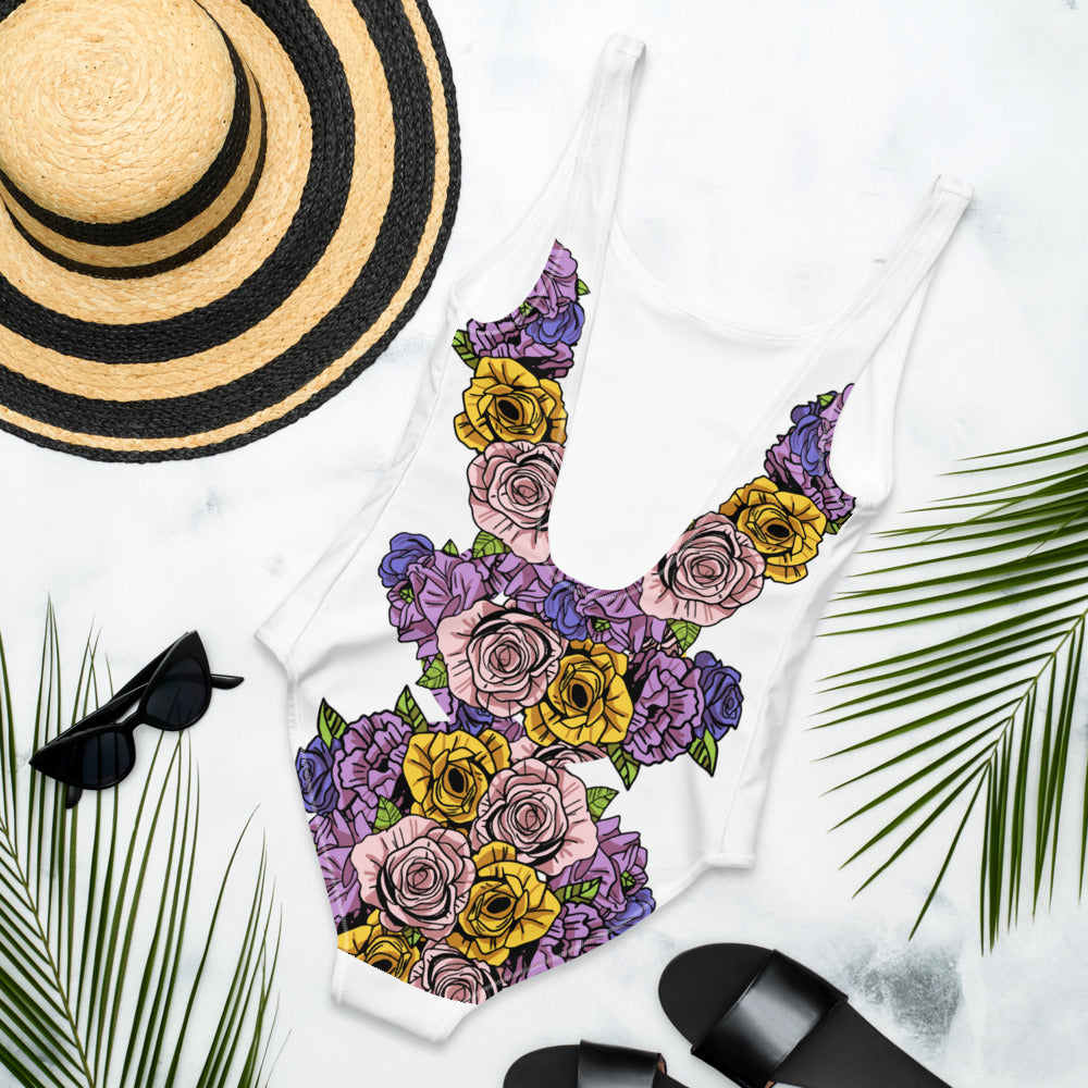 Garden of Skullz One-Piece Swimsuit - White
