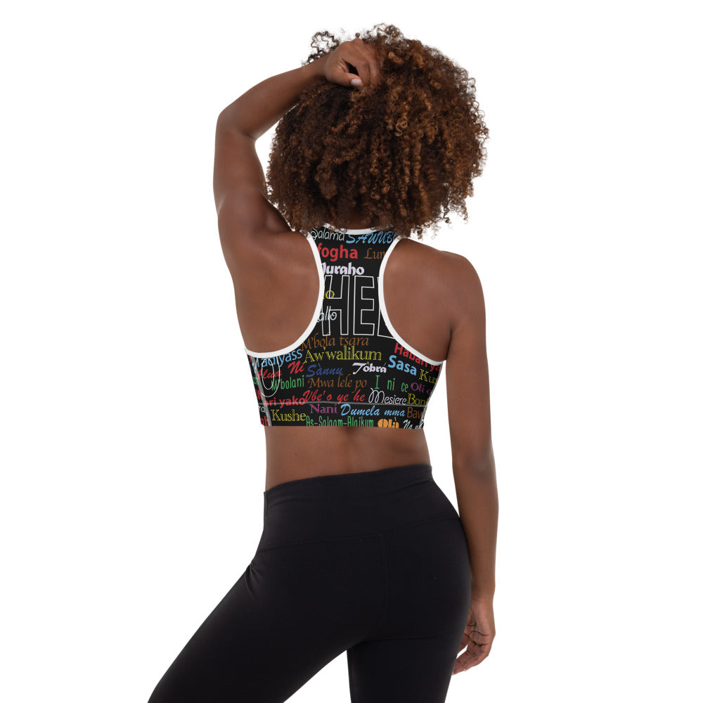 AfriBix Hello Print Padded Sports Bra