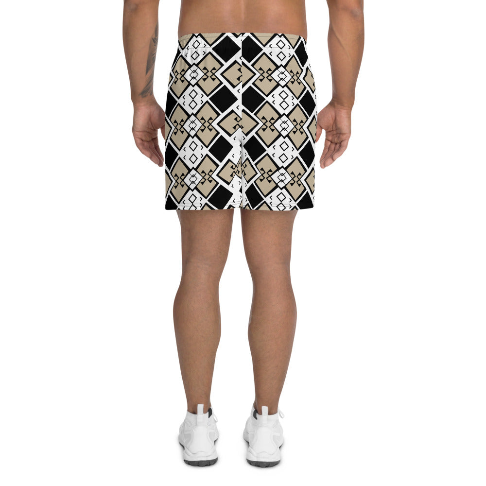 Aztek Print Men's Athletic Shorts - White