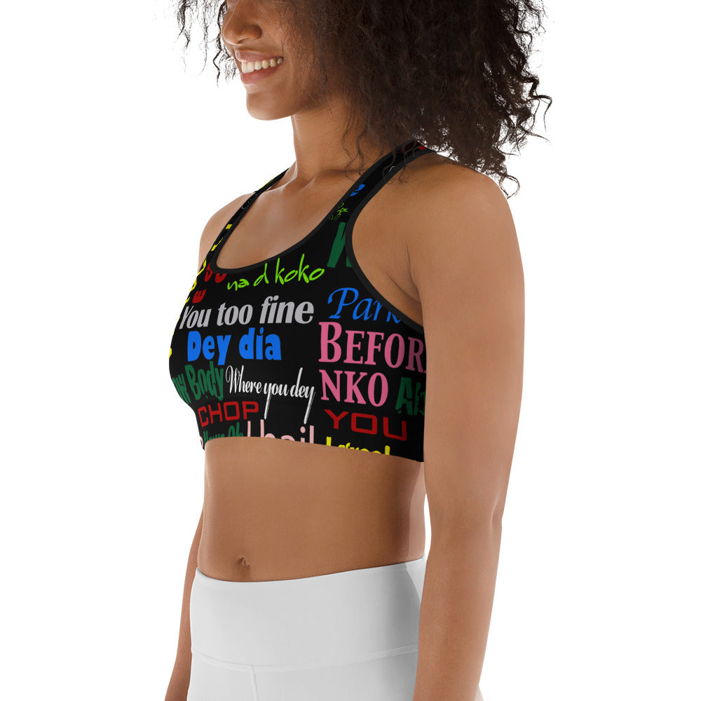 AfriBix Pidgin Print Sports Bra