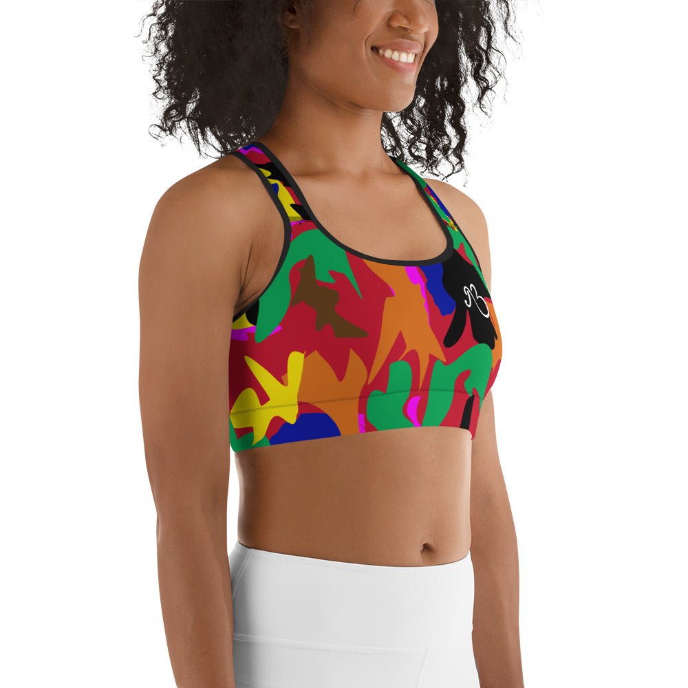 AfriBix Camo Print Sports Bra - Saffron