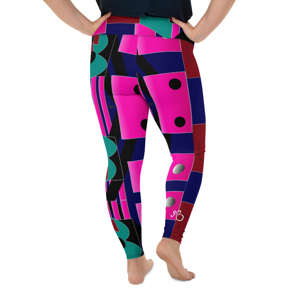 AfriBix Gallery Print Plus Size High Waist Leggings - Pink