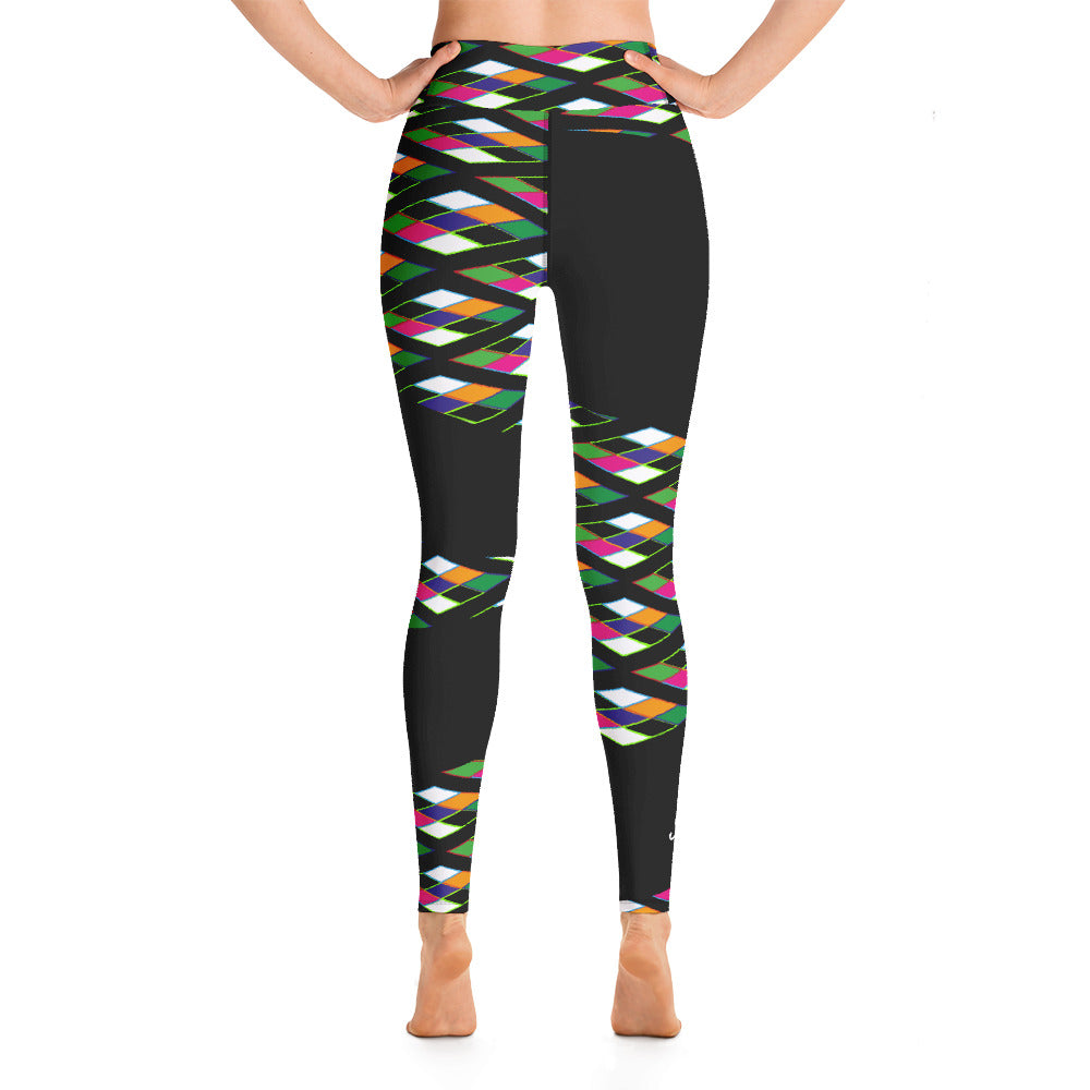 Pyramid Print Patch Leggings - Noir