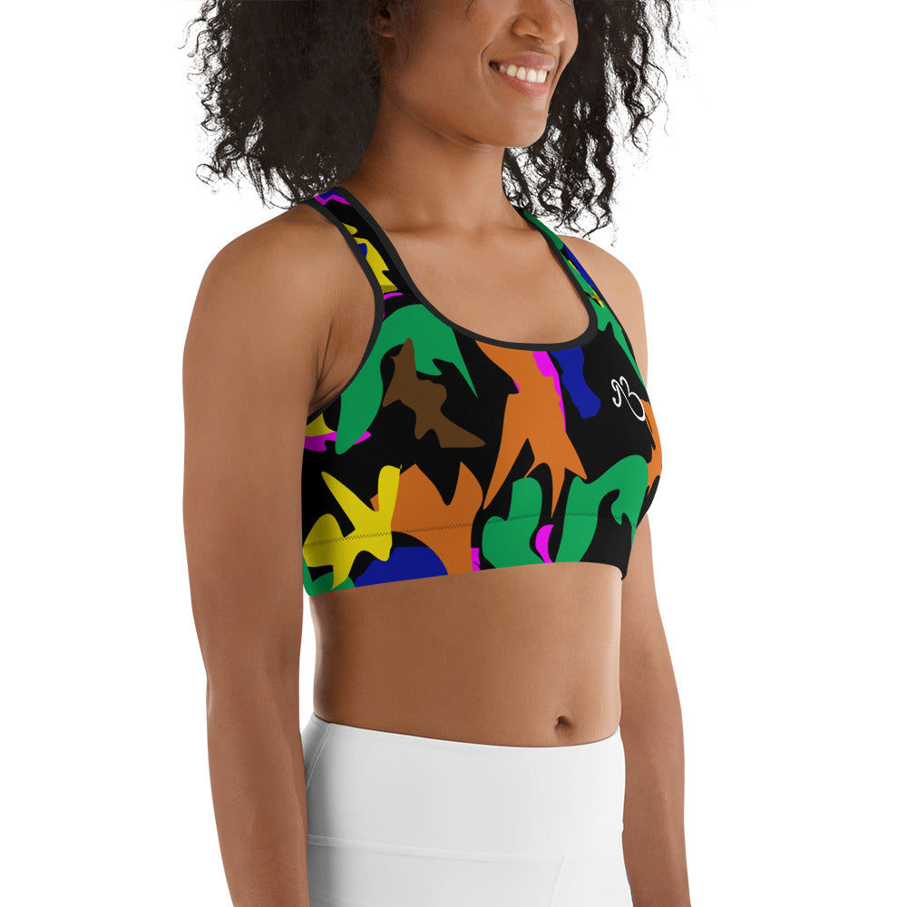AfriBix Camo Print Sports Bra - Noir